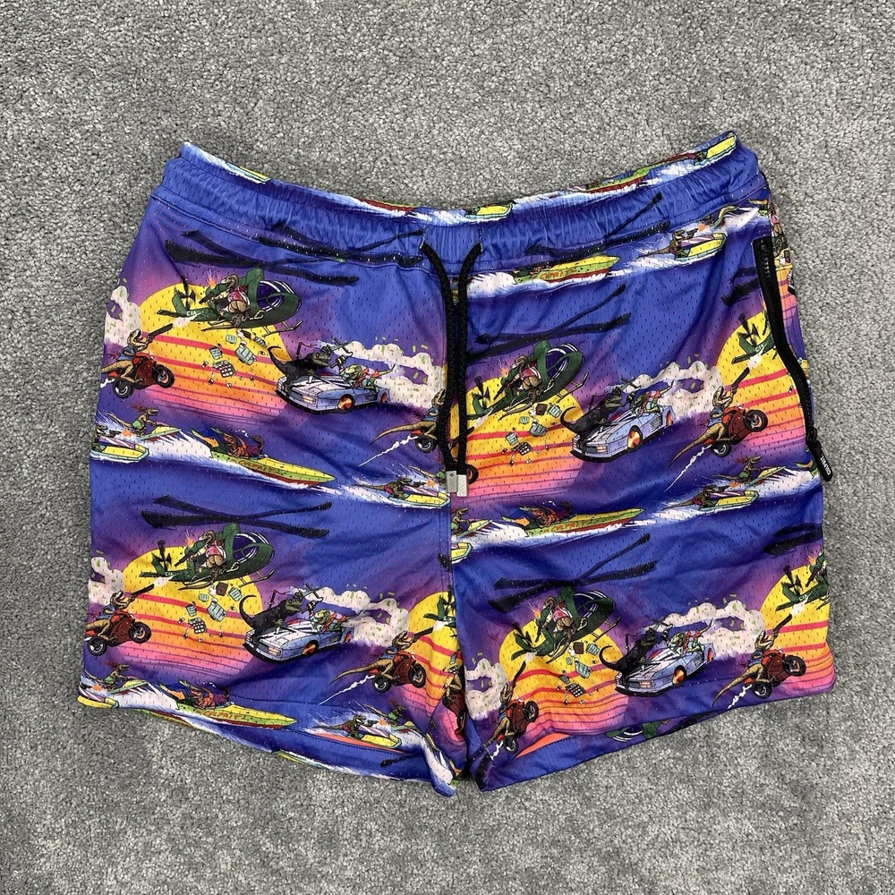 Culprit Shorts Mens 2XL Dinosaur Mayhem Swim Mesh Athletic Performance 5" Inseam